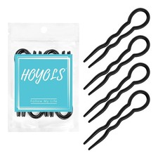 Hoyols 12 Pcs French Hair Pins for Women, 3.5 Inch Small U Shaped Black