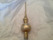 Vintage Christmas Gold Colored Blown Glass Tree Topper 11" .