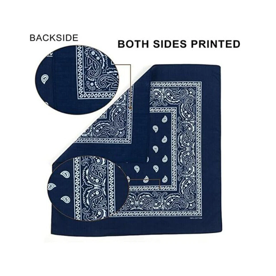1-2 Piezas Bandana 100% Algodón Estampado Paisley Doble Cara Bufanda Cabeza Cuello Máscara Facial Foto 4 de 4