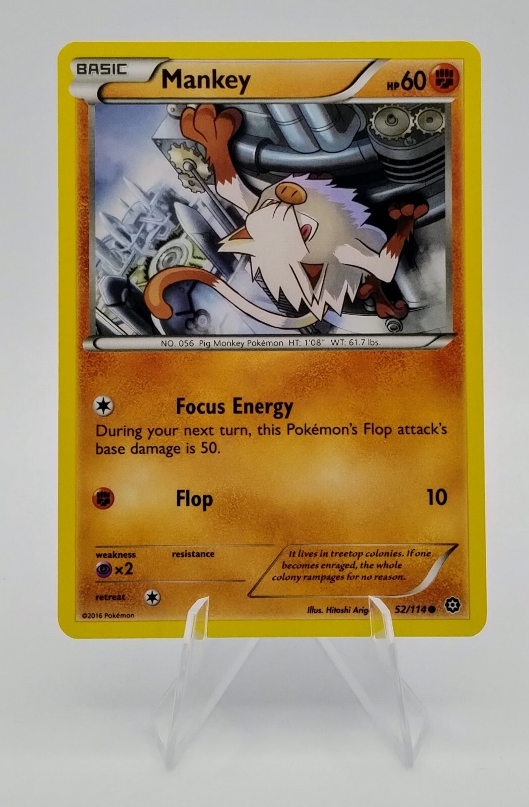 Mankey 52/114 Steam Siege 2016 Pokemon Card