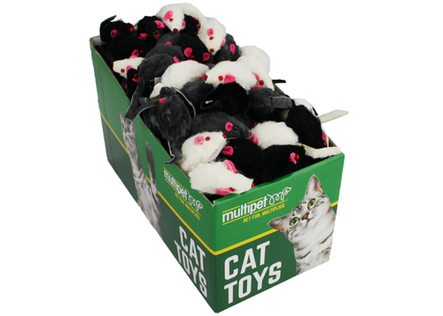 Multipet Fur Mice Assorted Cat Toys 1.25 in, (6 mice per Pack)