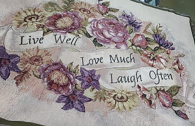 #ad Collections Etc Live Well Love Much Laugh Often Tapestry Throw Blanket Floral $29.99