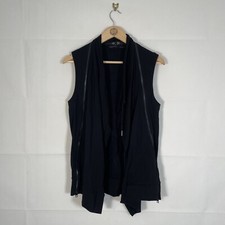 All Saints Jacket Womens Black Size Medium Open Wrap Coat Fera Sleeveless Sweat