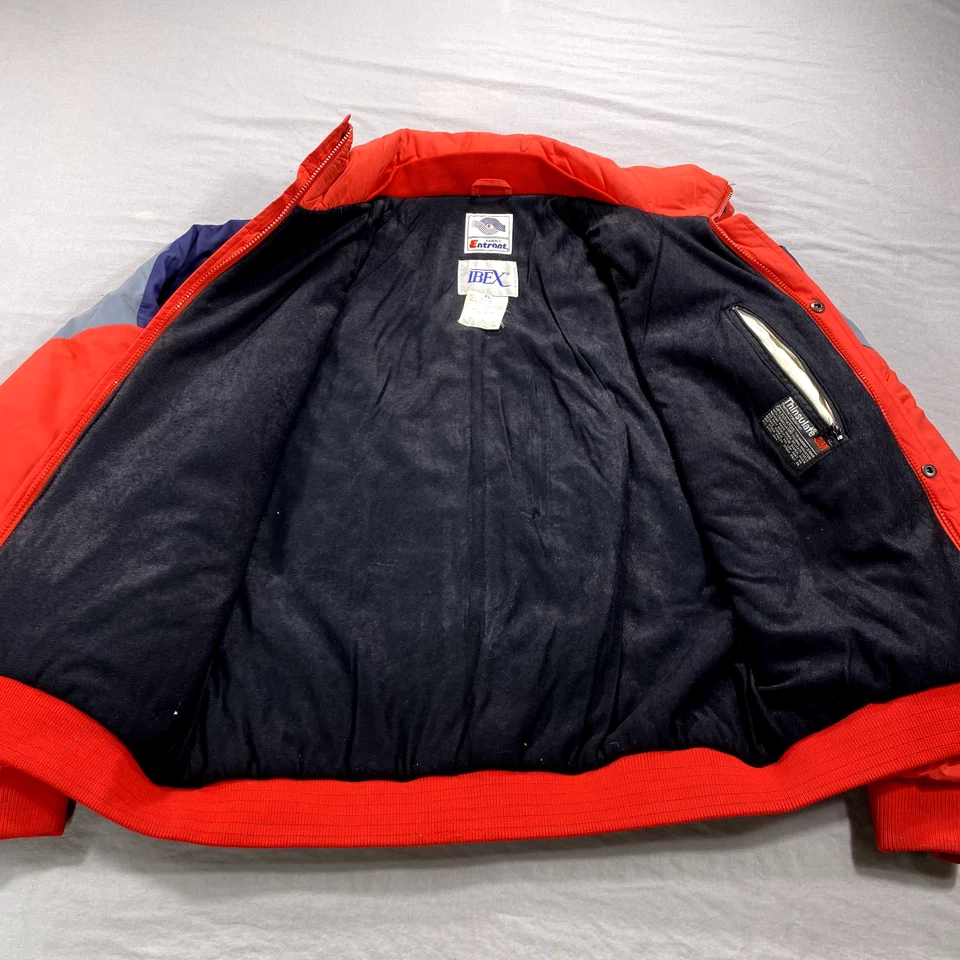 VTG Ibex Jacket Womens XL Red Puffer Hood Insulated Full Zip Coat 80s Ski Snow * - Image 3 of 4