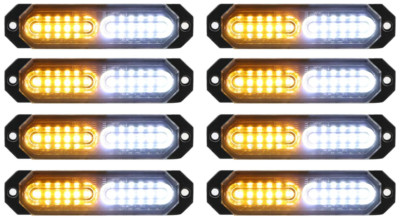 8-Pcs Sync Feature Ultra Slim 12-LED Surface Mount Flashing Strobe Truck Lights