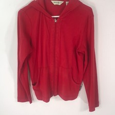 Eddie Bauer Womens Cotton Long Sleeve Casual Red Full Zip Hoodie Size Small