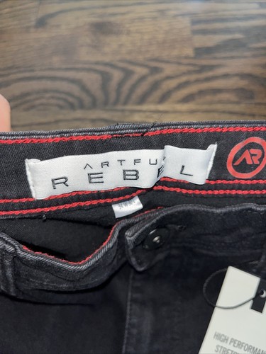 Artful Rebel Luxury Designer Denim Jax Slim Fit Black Jeans Size 32x29.5 New - Picture 4 of 12