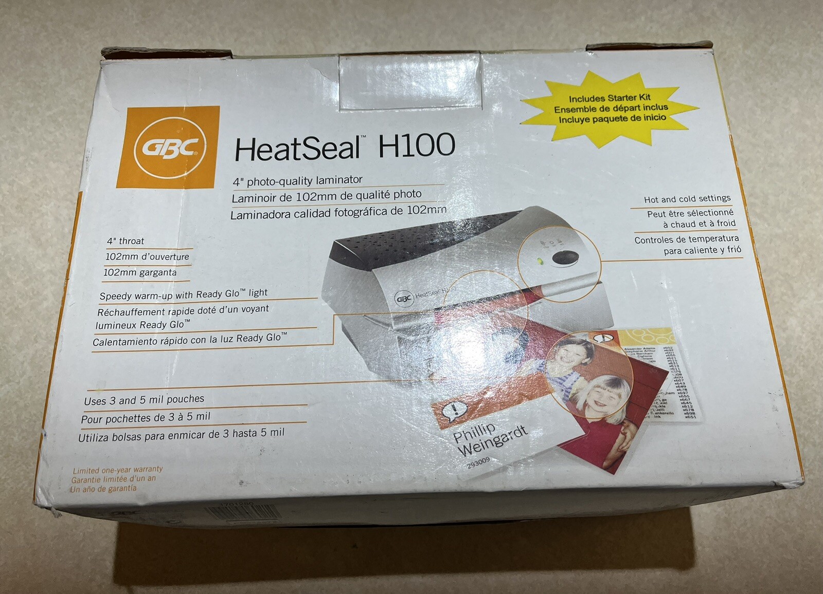 GBC Heat Seal H100 4in ID Photo Hot or Cold Laminator Heatseal 1701280