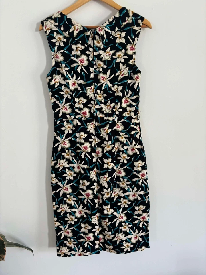 Lindy Bop женское платье синий цветочный Sweetheart карандаш Midi рокабилли ретро 12 M - Изображение 4 из 4