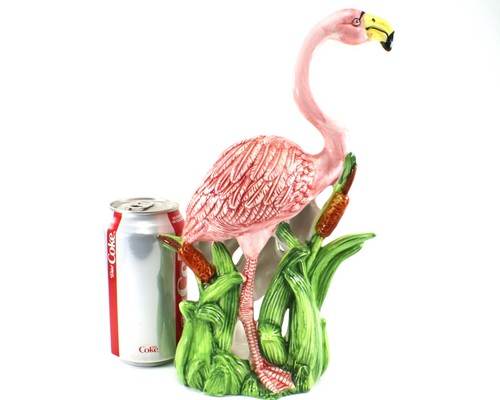 Kerzenhalter PINK FLAMINGO Teelicht hoch stehend in Blättern Keramik - Bild 2 von 10