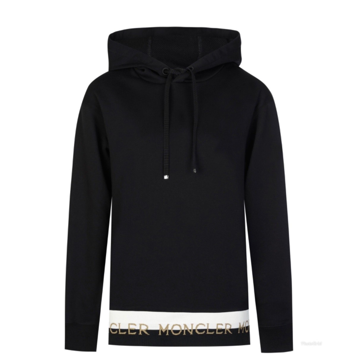 Moncler Shimmer Metallic Striped Logo Hem Sweatshirt Hoodie | eBay