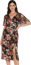 Adrianna Papell Women's Foiled Mesh Draped Midi Dress Petite Size 8P 179 NWT