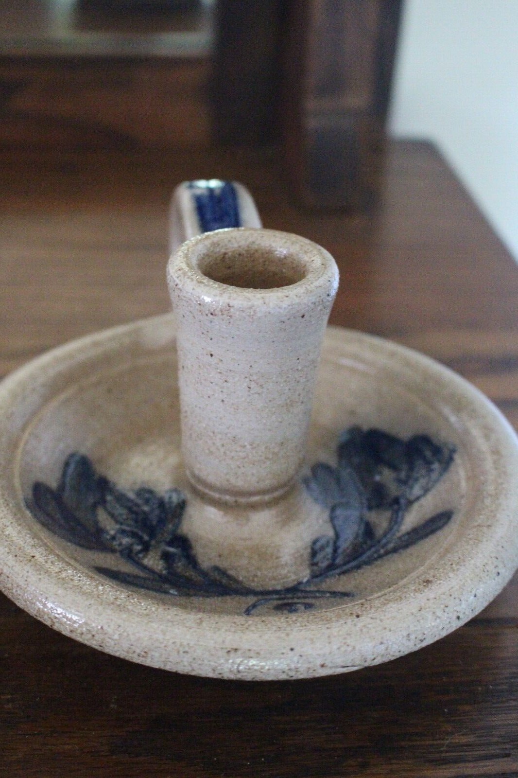 Vintage Rowe Pottery Works Chamber Stick 1986 Salt Glazed Stoneware Candle Stick