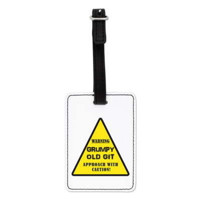 Gift Base Grumpy Old Git Gelb Warnschild Gepäckanhänger Kunstleder - Vatertag