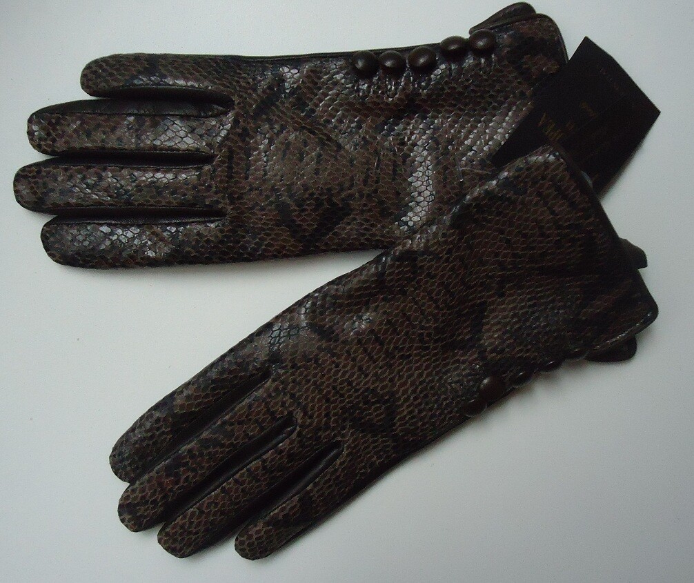 NWT PARTENOPEA GUANTI Genuine Leather Gloves Cashmere Lining