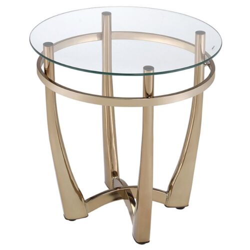 AOJEZOR Round End Table Ideal for Any Room, Metal Structure Side Tables  Great For Living Room, Bedroom, Indoor, Outdoor, Matte Gray Tray with 3  Gold