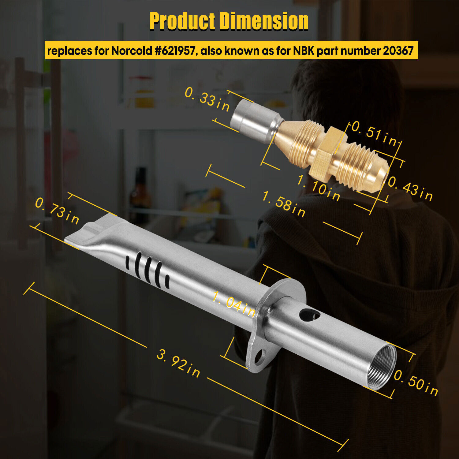 621957 Refrigerator Burner Orifice Assembly Parts For Norcold N6 N8 Series RV 