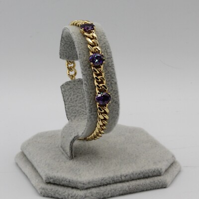 14 kt vergoldet lila Zirkonia Kette verstellbar Armband nicht allergisch