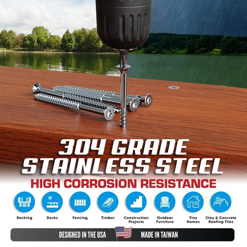 Versatile 3-Inch Stainless Steel Deck Screws - Safe for All Outdoor Applications - Picture 4 of 10