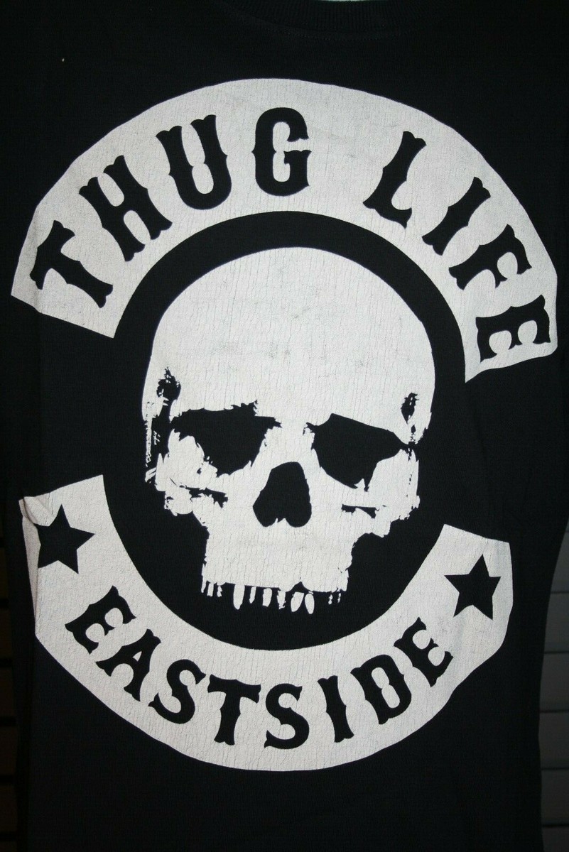 Thug Life Men's T-Shirt SKULL EASTSIDE EST.187 New Black