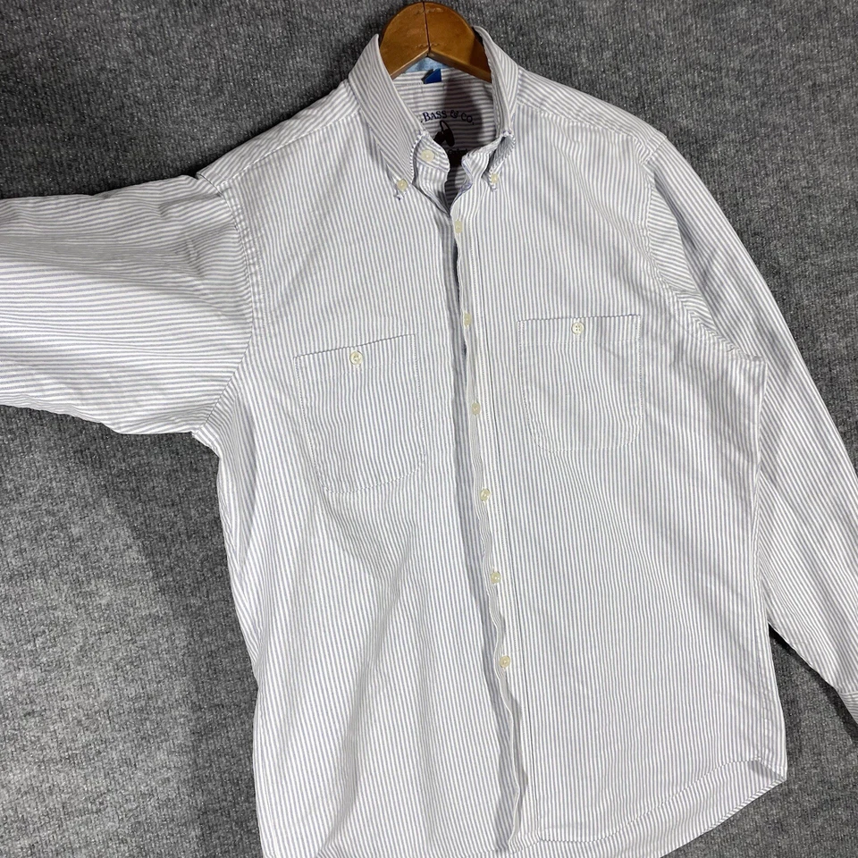 VINTAGE G.H. Camisa Oxford Bass & Co. Weejun Talla Mediana Rayas OCBD Algodón Preparación Foto 4 de 4