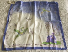 Vintage New Paoli scarf 20" Square purple deco style Asian lady silky Nylon R8