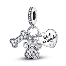 MULA Original Bone Claw DIY DIY Charm CZ Love Dangle For Bracelet 925 Silver