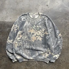 Vintage 90s Jerzees Camo Sweatshirt USA Made Size Large Mossy Oak Pullover