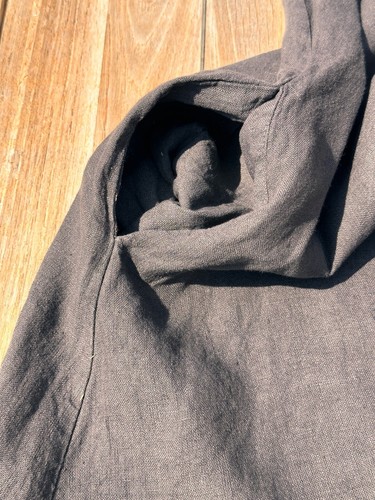 Vera Tucci Dark Grey S/L Heavy Linen Dress Labelled Size 3 - Picture 7 of 8