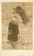 1922 Woman bear Taxidermy Roadside RPPC Photo Postcard 22-10039