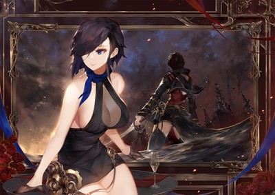 Anime anime girls art portrait 2d azur lane ark Playmat Gaming Mat Desk