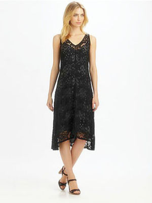 Eileen Fisher BLACK Crochet Lace Layer Dress S $398 | eBay