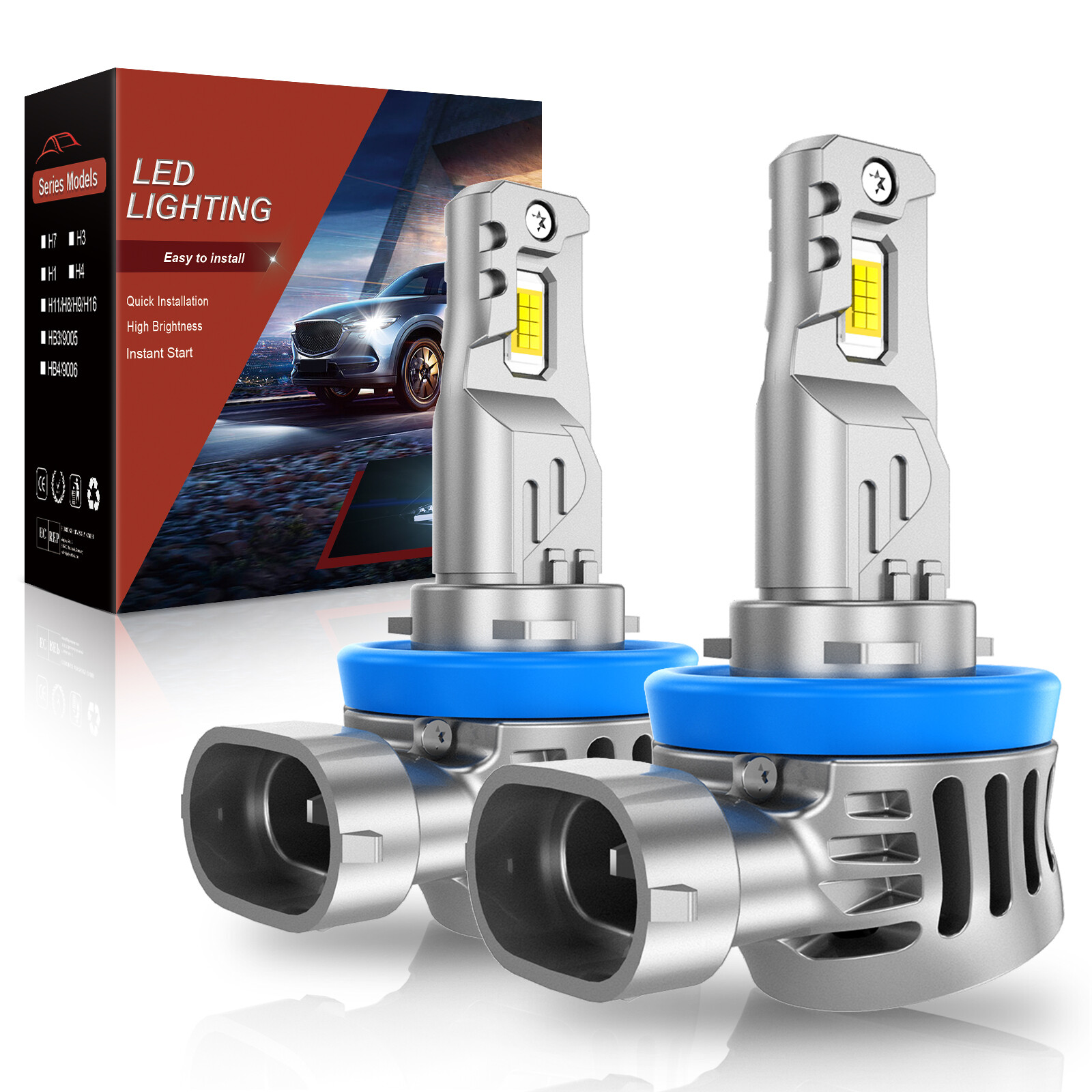 Kit Luci LED H11 33000LM Auto Moto Kit Lampadine LED H11 Super Luminose 12000K Bianco 330000LM Per Auto, Moto, Fari Alto/basso Fare Anabbagliante Abbagliante Led H11 - Foto 2