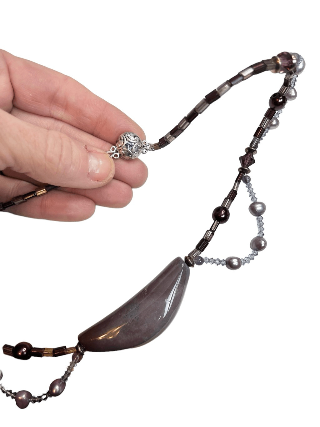 Lavender stone beaded statement necklace - image 6