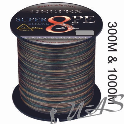 Deltex Super Strong Camou 300M & 1000M 8 Fach Rund Geflochtene Angelschnur Kva