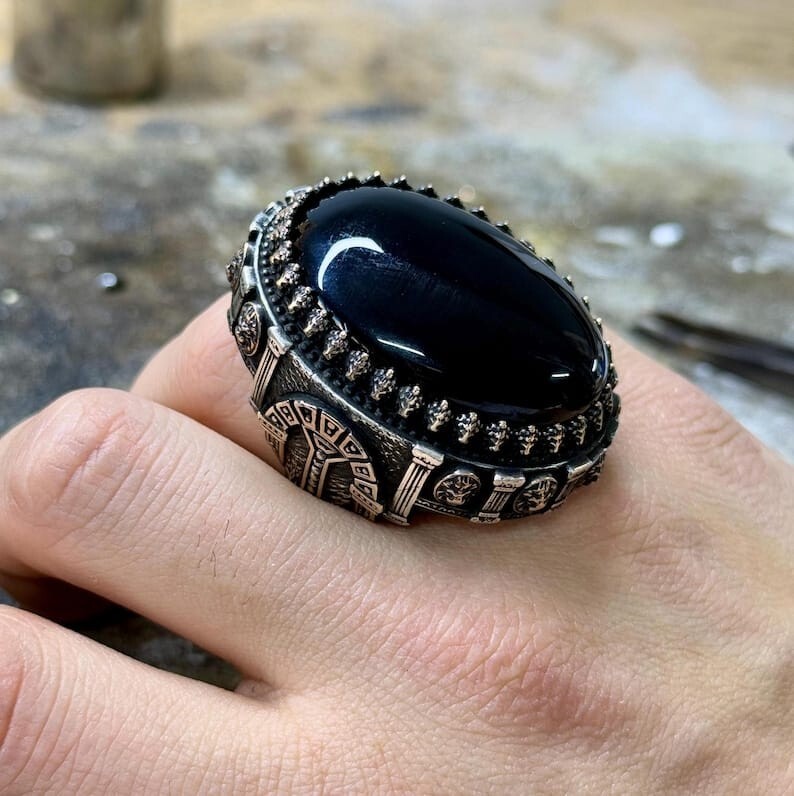 Black Onyx 925 Silver Ring(サイズ調節リング, 2 COLOR) il_fullxfull.3678635977_g1yh.jpg