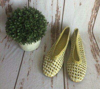 Musse & Cloud Basketweave Leather Yellow Flat SZ 7-NEW