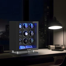 Fingerprint Unlock Watch Winder LCD Touch Screen 9 Watch Display Box Case LED