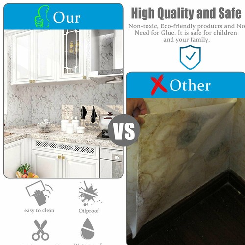 Self Adhesive Peel&Stick Wallpaper PVC Marble Contact Paper Kitchen Countertop - Picture 12 of 32