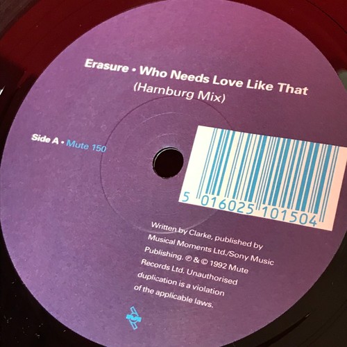 ERASURE Who Needs Love Like That 1992 UK 7" vinyl single original 45 - Picture 4 of 5