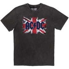 AC/DC 'Flag' Charcoal Grey Stone Wash T shirt - NEW OFFICIAL