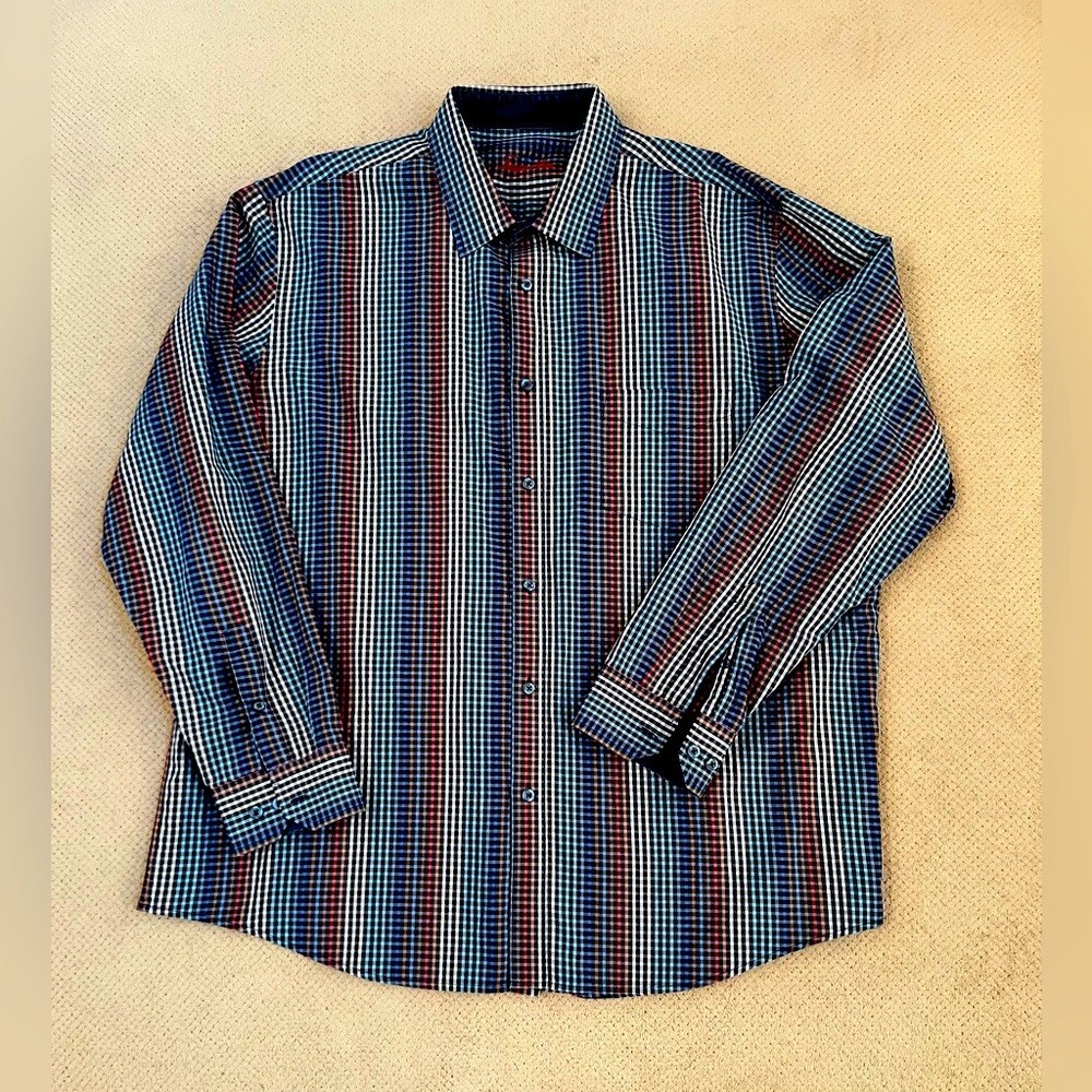 Tasso Elba Mens XXL Cotton Multi Colored Button Front Long Sleeve Dress Shirt Tasso Elba Mens XXL Cotton Multi Colored Button Front Long Sleeve Dress Shirt