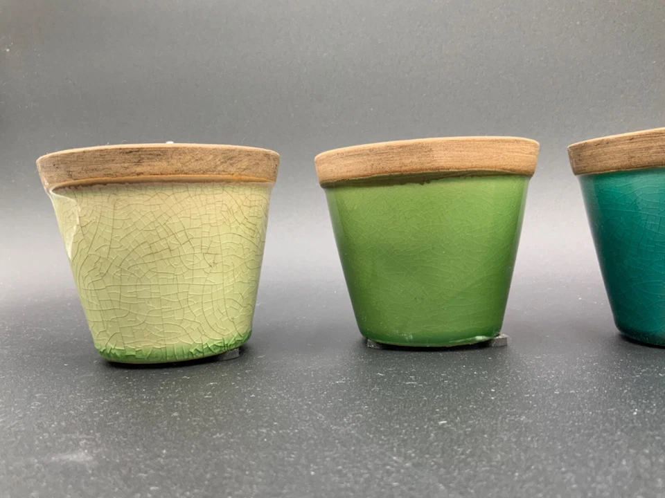 citronella garden candle tag 7oz fractured ceramic green teal yellow 3.15 Diam. - Image 3 of 4