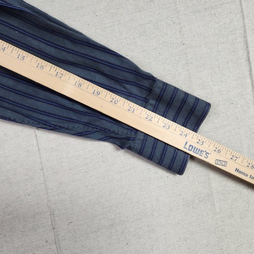 Thomas Dean Shirt Mens Large Gray Striped Button Up Long Sleeve Flip Cuff - Picture 11 of 15
