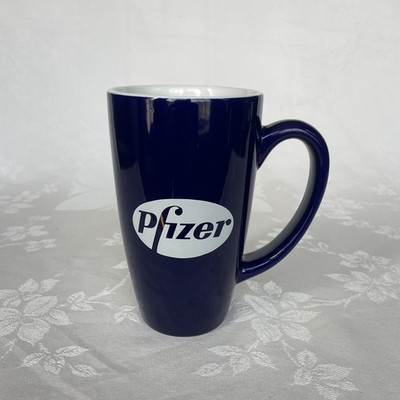 Pfizer Pharmaceutical Advertising Coffee Mug Drug Promo Vaccine 18 oz Indigo