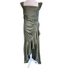 NWT Maniju Olive Green Large Silky Bridesmaid Prom Formal Maxi Dress