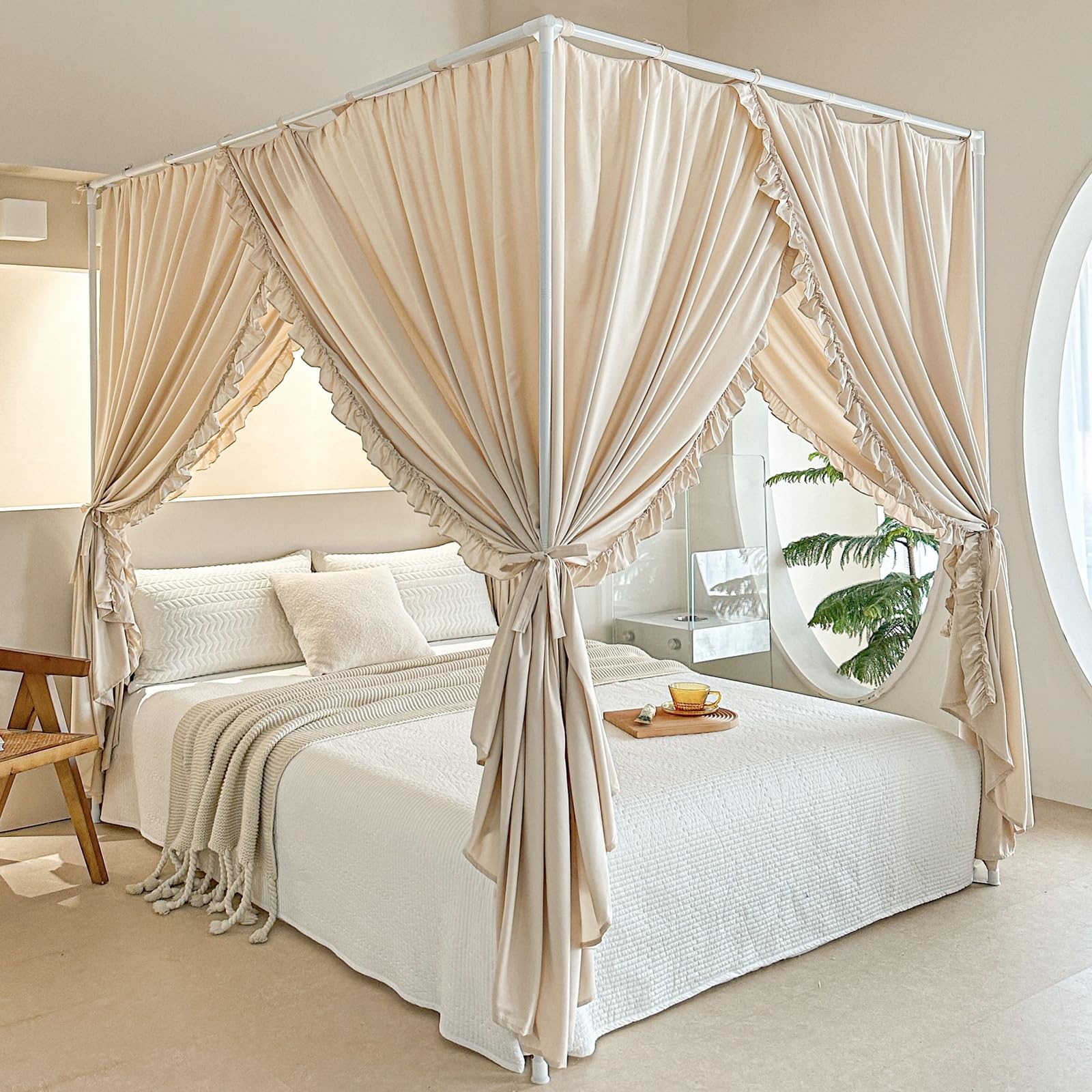 Bed Curtains With Top Ties - Windproof & Lightproof Fo...