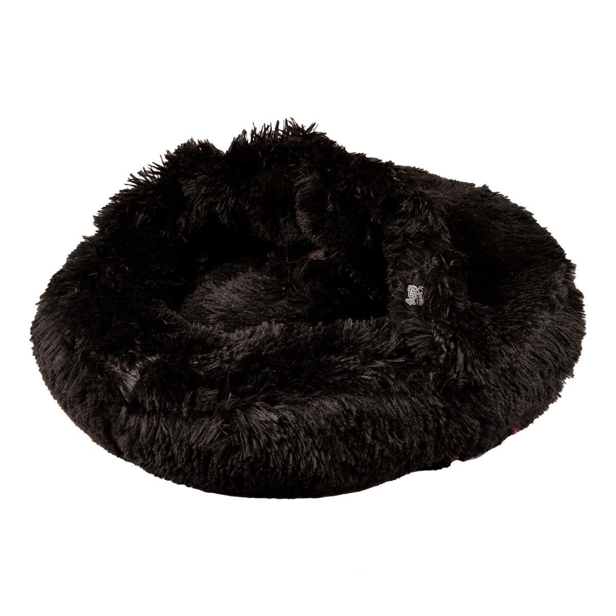 Tapis et coussin chat Fluffy 55cm noir doux pour petit chien de 5kg