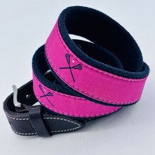 Vineyard Vines Boys Lacrosse Canvas Leather Brass Belt Pink Blue Size 28  USA