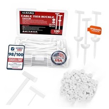 100 Pcs Upgrade Nylon Universal Cable Tie Buckle with Clear 100 Pcs White